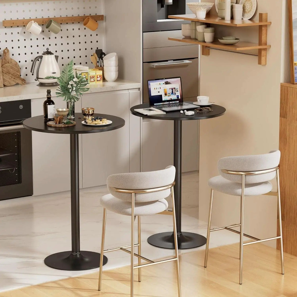 Black Circular Bar Table Water proof Coated Metal Base from PriceLows™