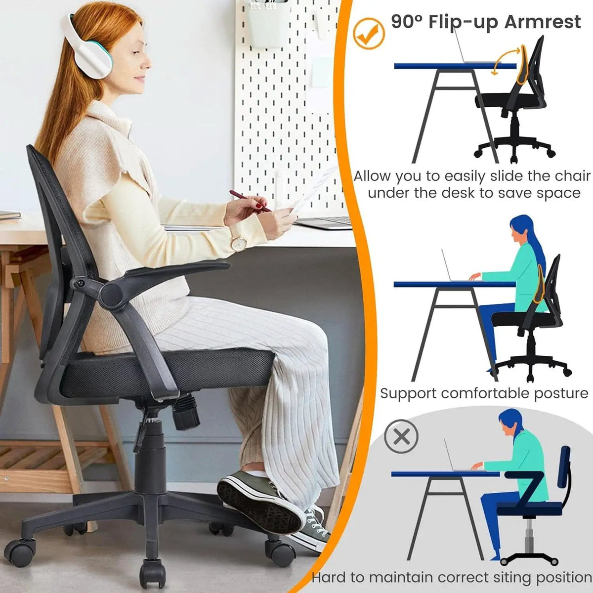 Black Ergonomic Mesh Office Chair With Adjustable Height from PriceLows™