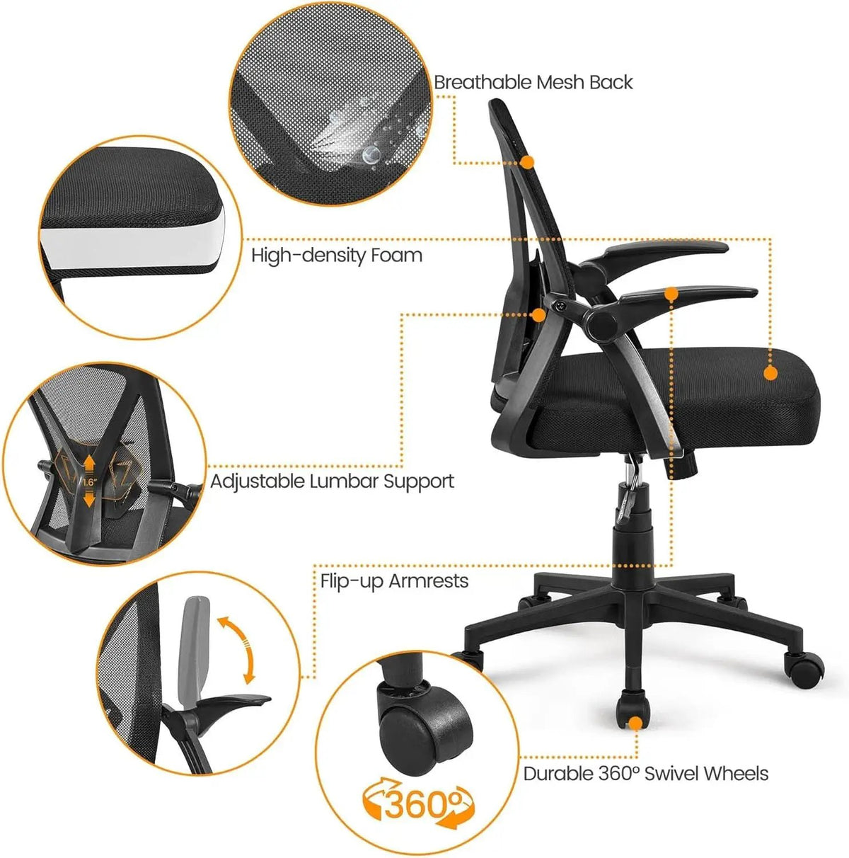Black Ergonomic Mesh Office Chair With Adjustable Height from PriceLows™