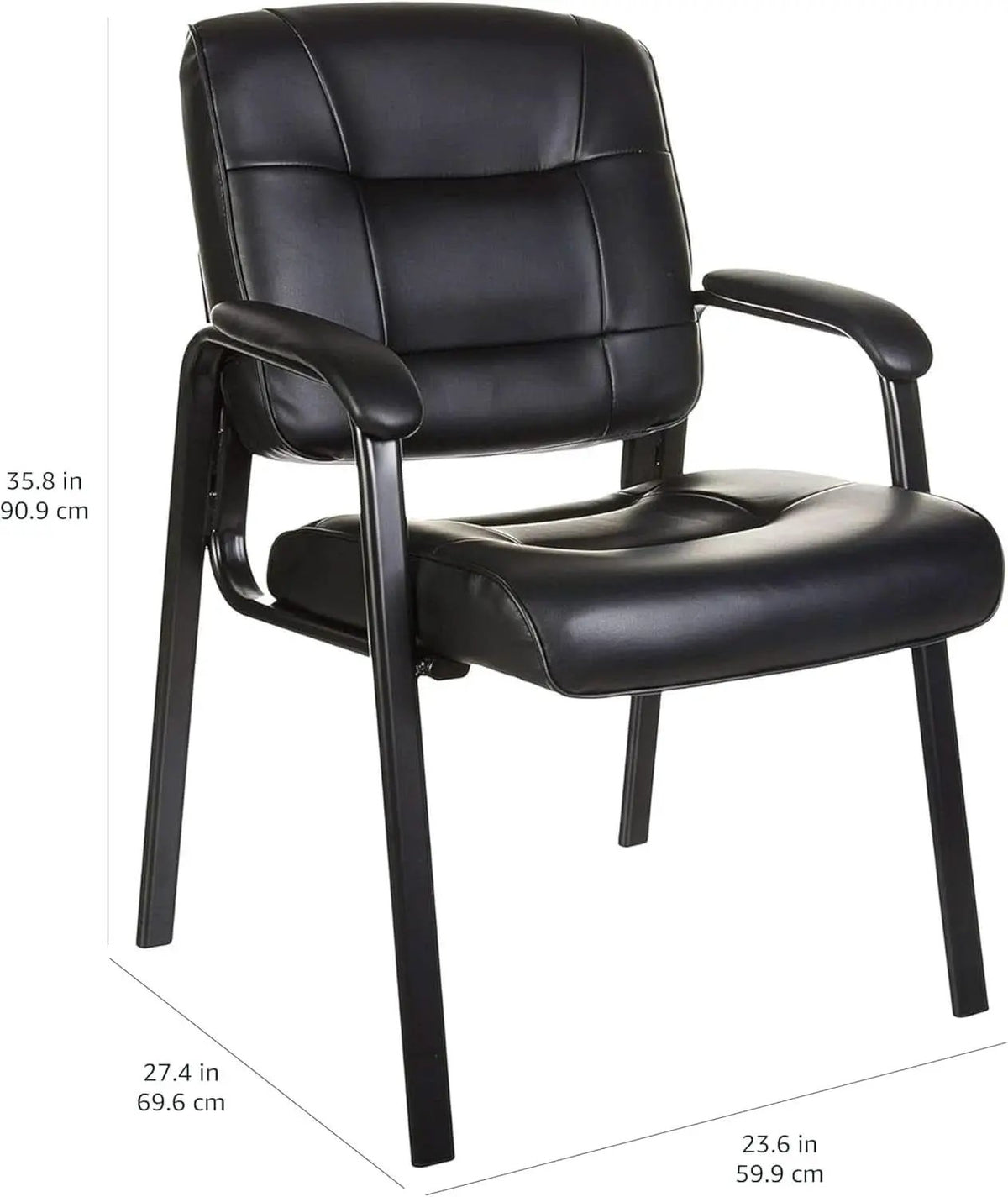 Black Faux Leather Office Guest Chair With Metal Frame from PriceLows™