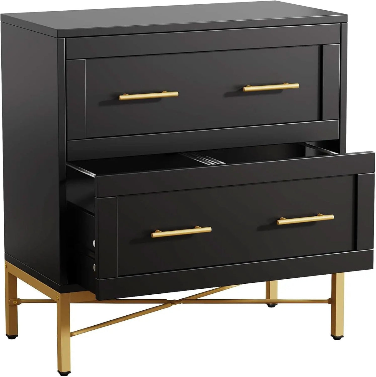 Black Gold 2 Drawer Lateral File Cabinet For Home Office from PriceLows™