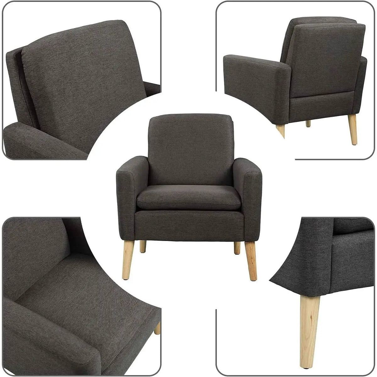 Black Modern Accent Armchair With Ergonomic Deep Seat For Living Room from PriceLows™