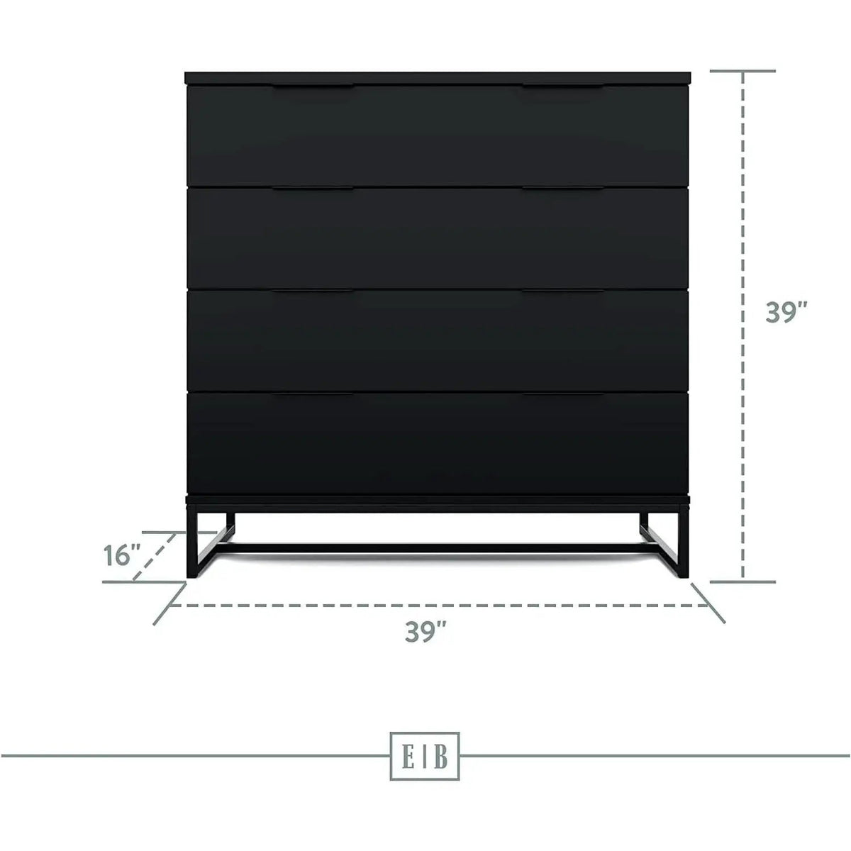 Black Modern Four Drawer Dresser Storage Chest For Bedroom from PriceLows™