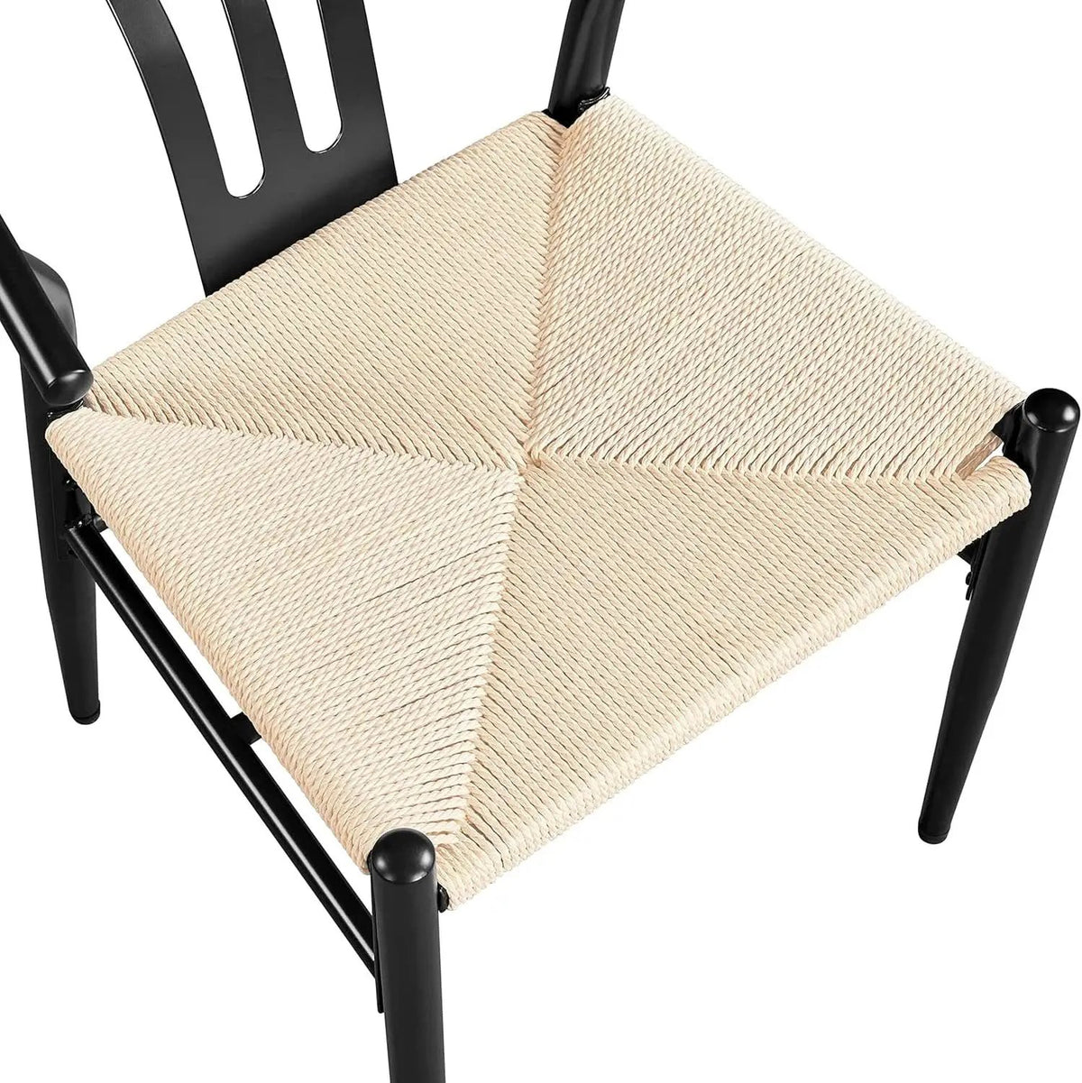 Black Rattan Weave Dining Chairs Set 2 Mid Century Modern from PriceLows™