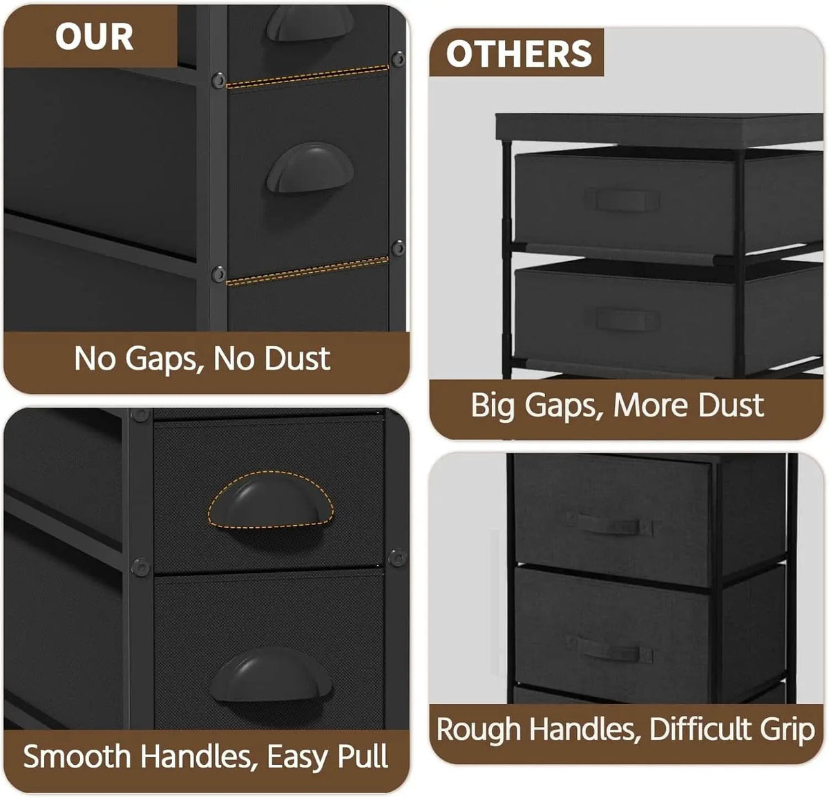 Black SlimStorage Narrow Five Drawer Dresser On Wheels from PriceLows™