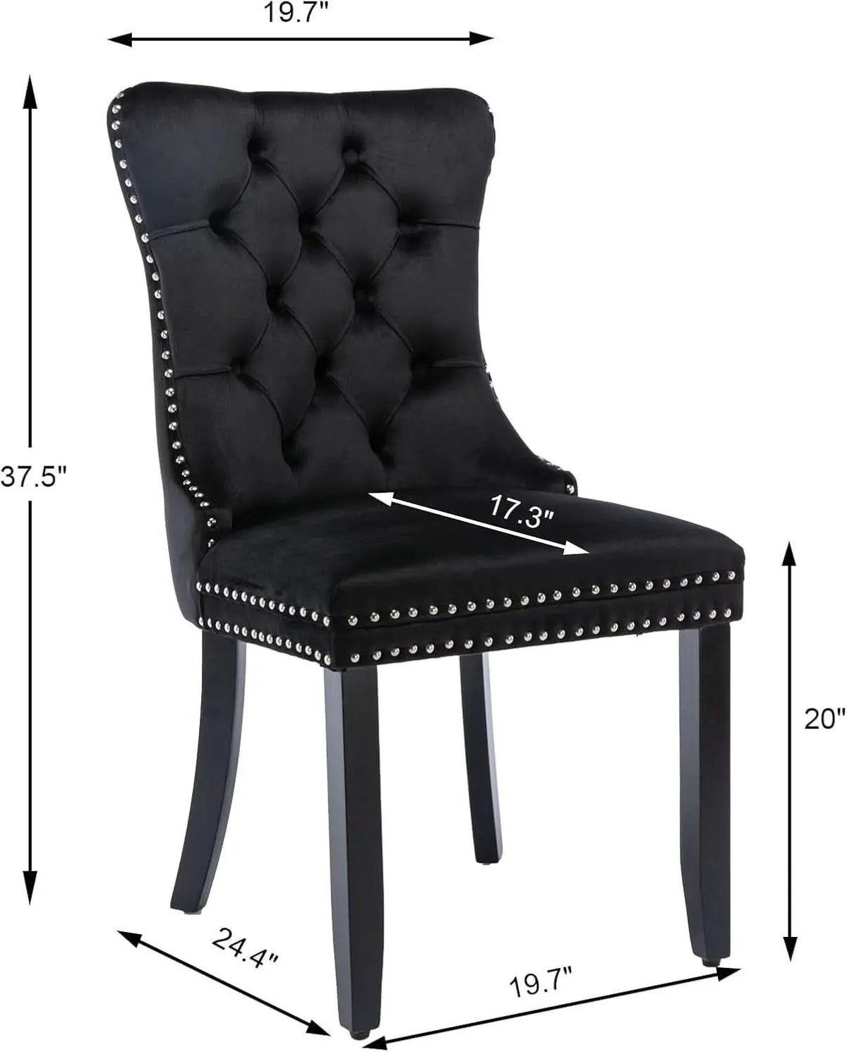 Black Velvet Dining Chairs Set of 4 with Solid Wood Legs from PriceLows™