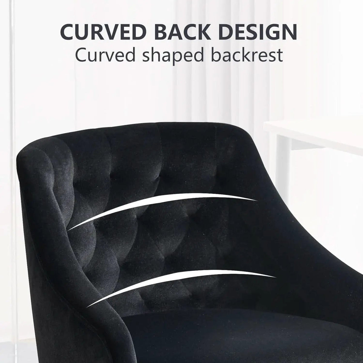 Black Velvet Office Chair 360 Swivel For Home Office from PriceLows™