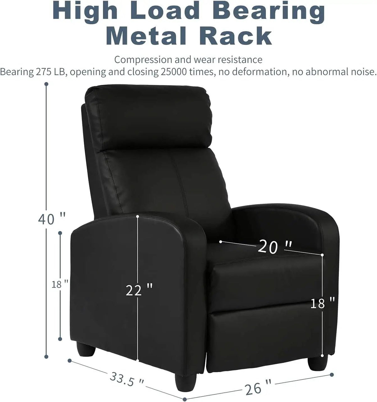 Black Wingback Recliner With Massage Therapy Living Room from PriceLows™