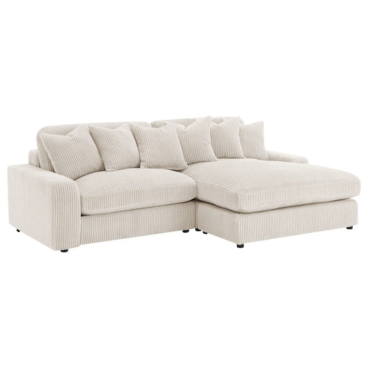 Blaine Upholstered Reversible Chaise Sectional Sofa Sand | 105 x 70.5 x 34 in | Living Room Furniture | Living Room