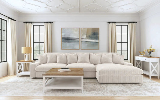 Blaine Upholstered Reversible Chaise Sectional Sofa Sand | 146 x 70.5 x 34 in | Living Room Furniture | Living Room