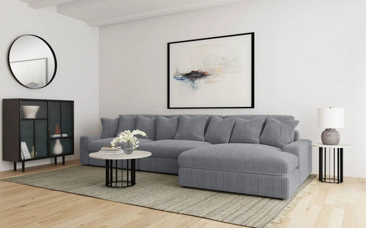 Blaine Upholstered Reversible Chaise Sectional Sofa Fog | 146 x 70.5 x 34 in | Living Room Furniture | Living Room