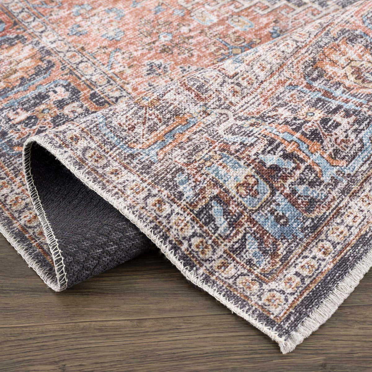 Blue Burgundy Holi-2302 Washable Area Rug from PriceLows™