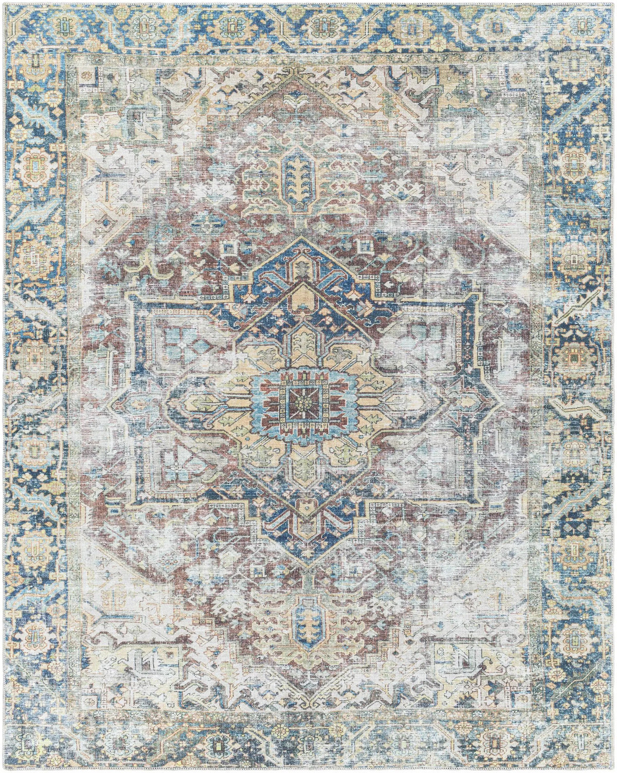 Blue Catigpian Distressed Washable Area Rug from PriceLows™