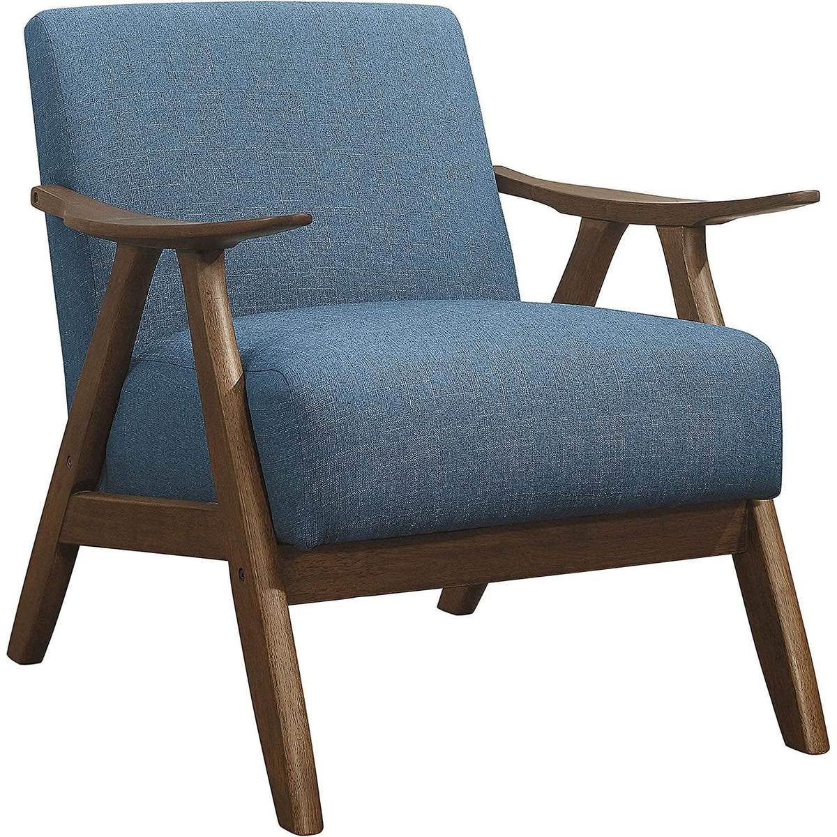 Blue Elle Accent Chair With Linen Upholstery Retro Style from PriceLows™