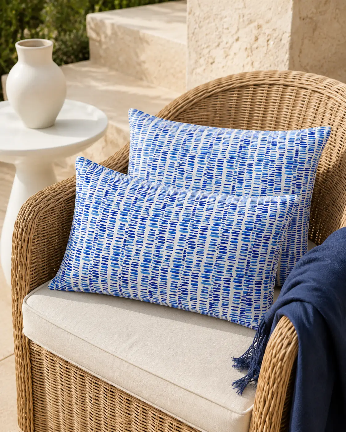 Blue Rain Outdoor Cushion Covers – 2 Pack | Coastal Patio Pillow Covers | Fits IKEA Duvholmen & Kuddarna