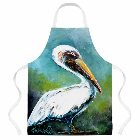 Kitchen Apron | Bib Style Unisex | 27"W x 30"H | Blue Stand Pelican