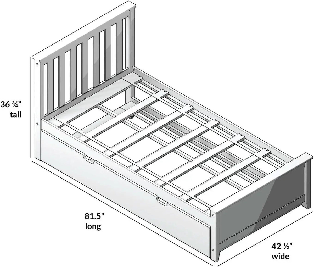 Blue Twin Bed Frame With Trundle Slatted Headboard from PriceLows™