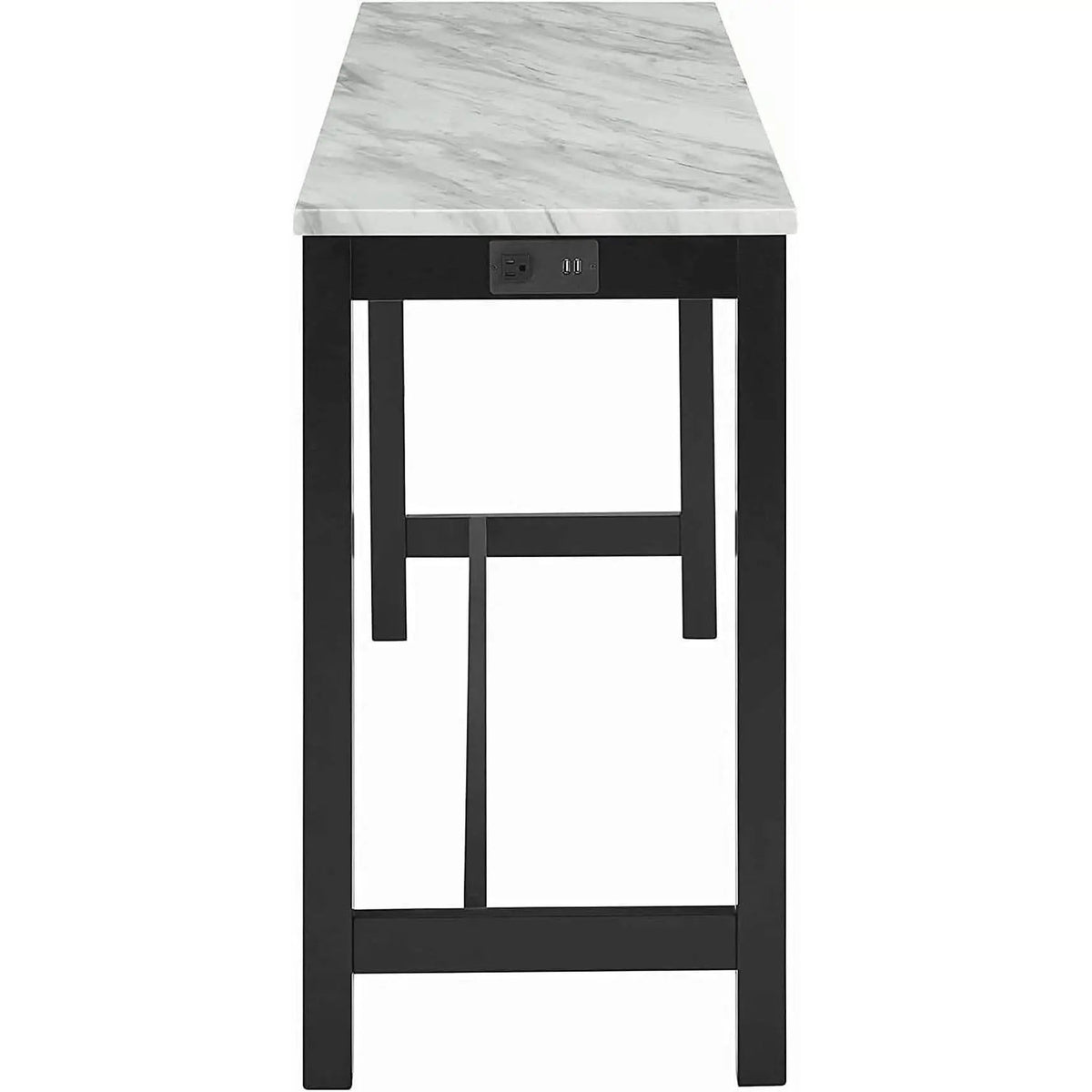 Blue Velvet Bar Table Set With Faux Marble Top 4 Piece from PriceLows™