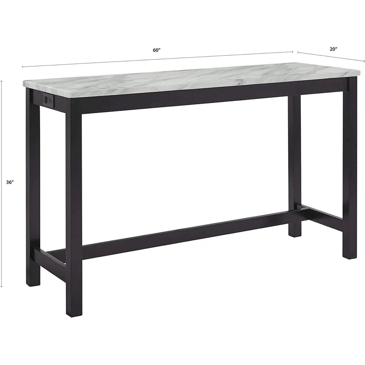 Blue Velvet Bar Table Set With Faux Marble Top 4 Piece from PriceLows™