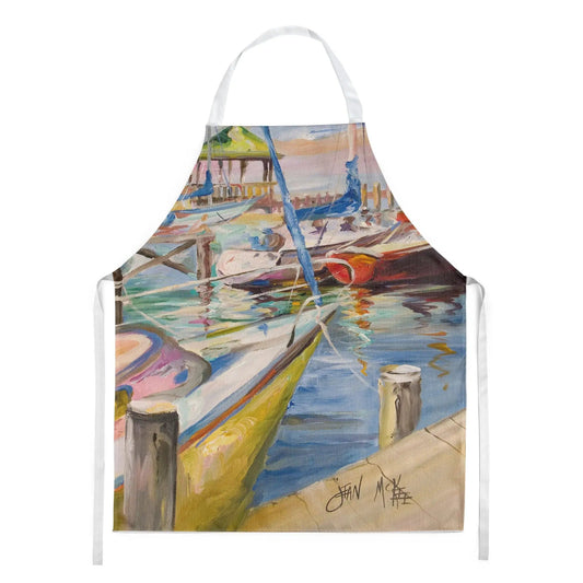 Kitchen Apron | Bib Style Unisex | 27"W x 30"H | Boat Docks Sailboats