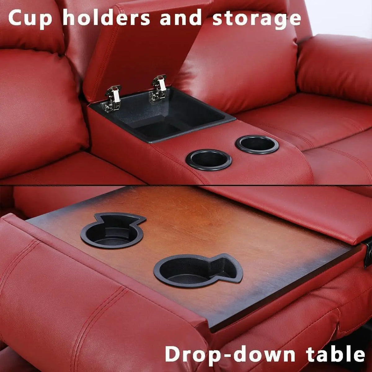Bonded Leather Living Room Sofa And Loveseat Red Recliner from PriceLows™