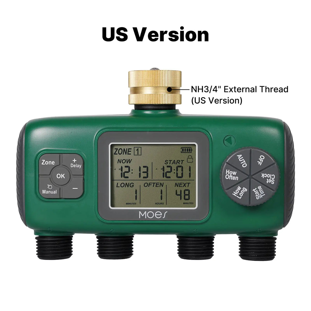 MOES Digital Water Timer 1/3/4 Outlet Brass Inlet Programmable Irrigation Controller LCD Display IPX5 Waterproof from PriceLows™