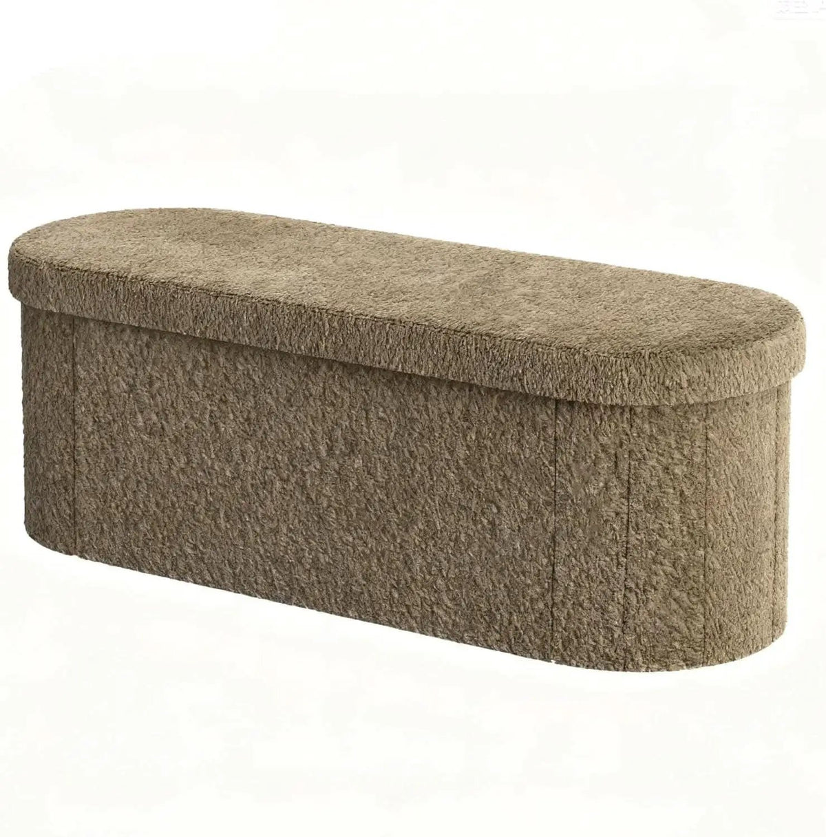 Brown 43 Inch Folding Storage Ottoman Sherpa Fabric from PriceLows™
