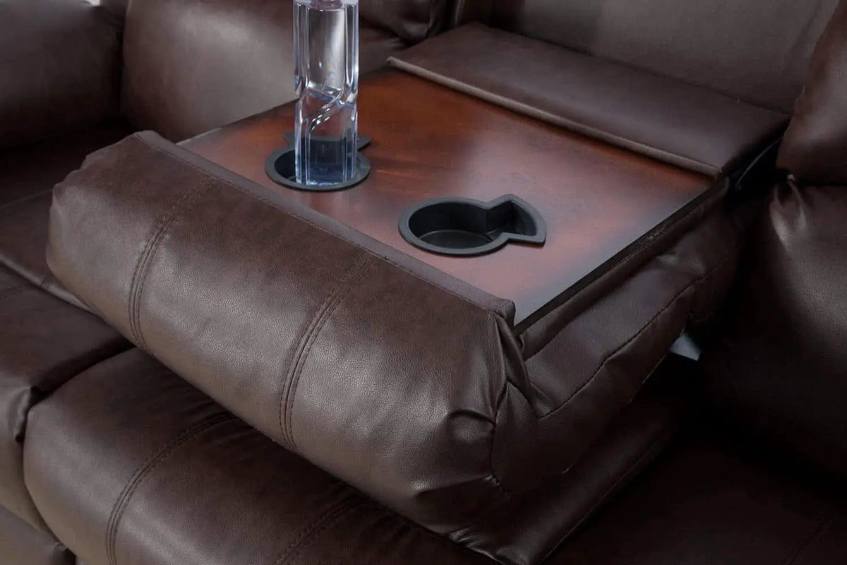 Brown Bonded Leather Manual Reclining Living Room Sofa Set from PriceLows™