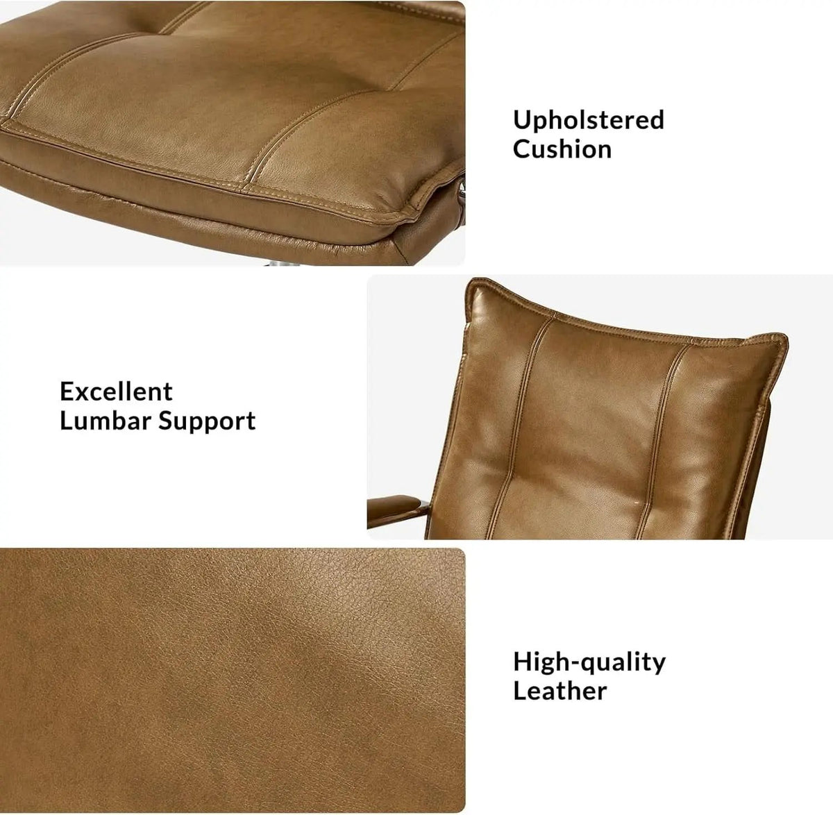 Brown Faux Leather Office Desk Chair Adjustable Swivel from PriceLows™