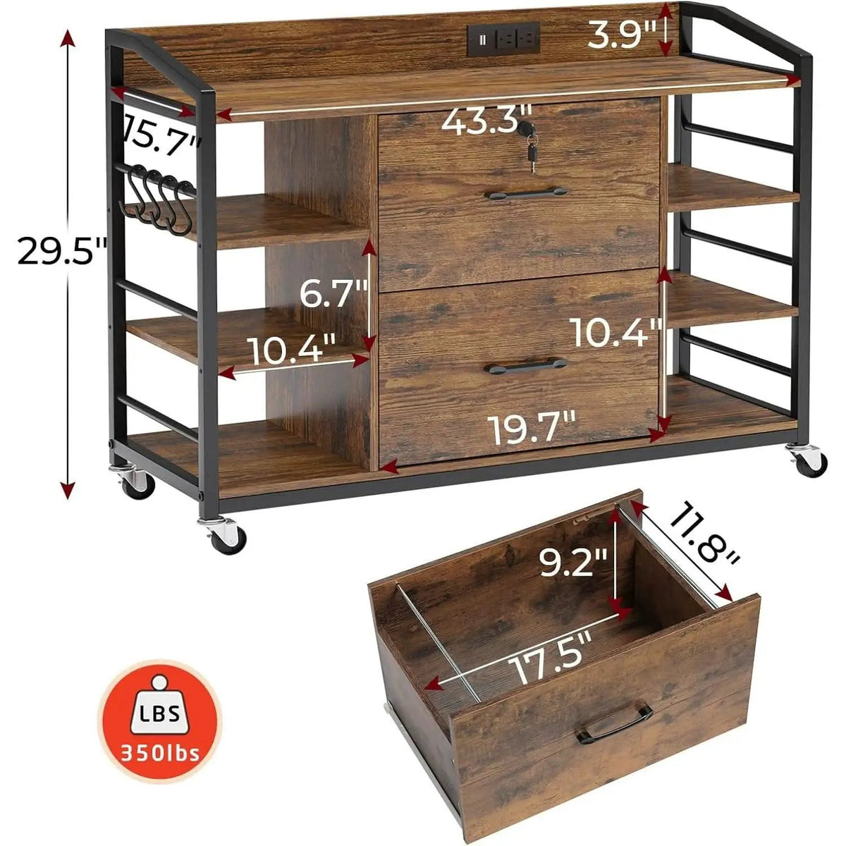 Brown Filing Cabinet With Lockable Drawers For Office from PriceLows™