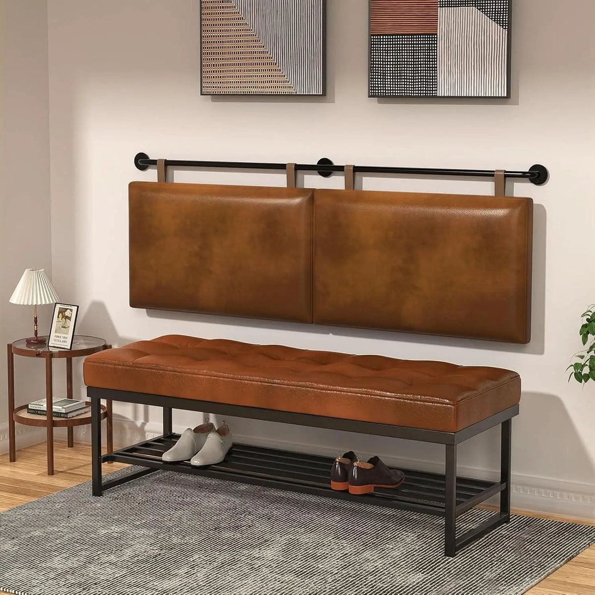 Brown King Size Wall Mounted PU Leather Headboard from PriceLows™