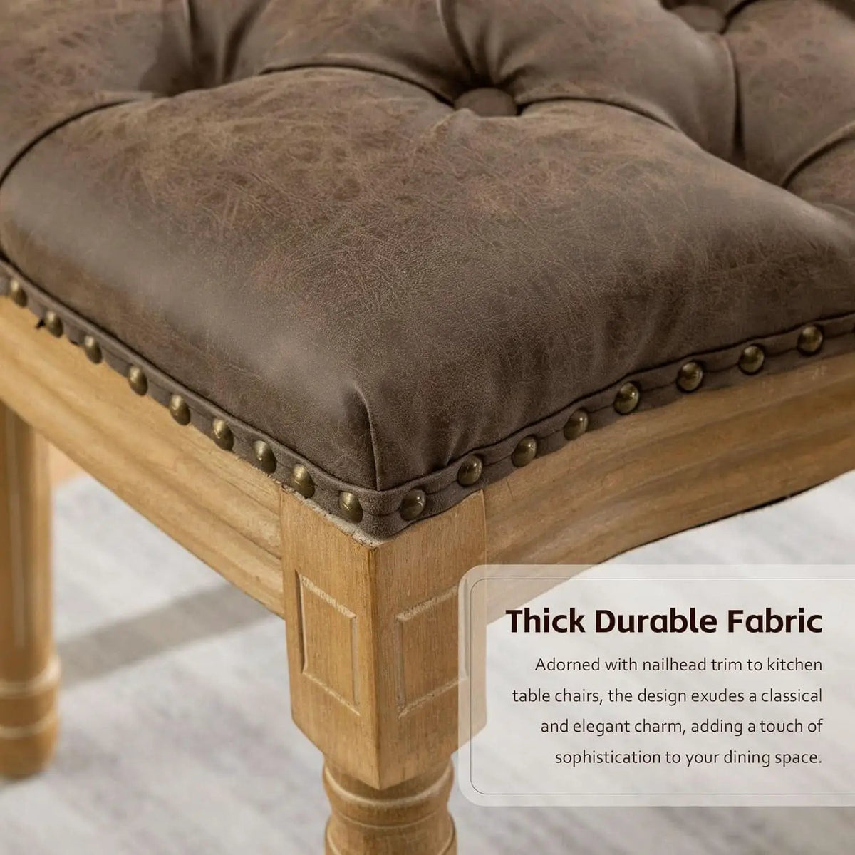Brown PU Leather Upholstered Dining Chairs Set Of 6 from PriceLows™