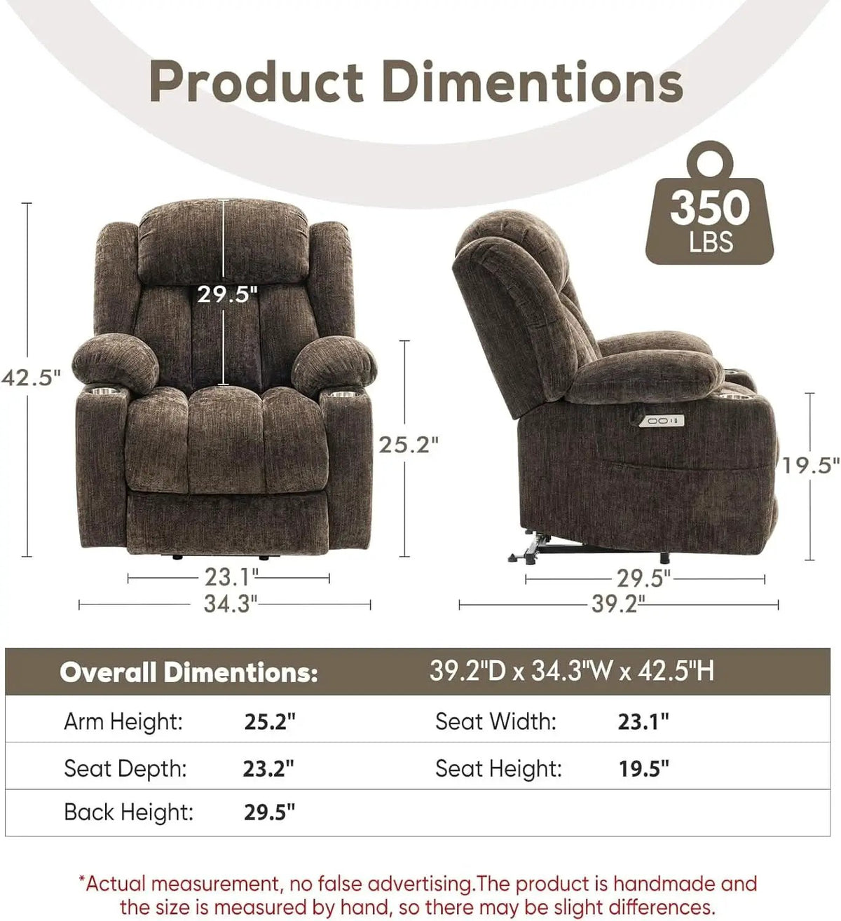 Brown Power Recliner With Massage And Heat Power Lift from PriceLows™