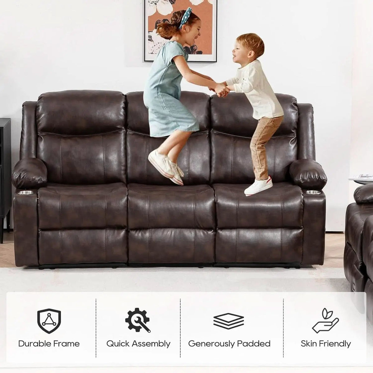 Brown Recliner Sofa Set With Massage And Heat 2 Piece from PriceLows™