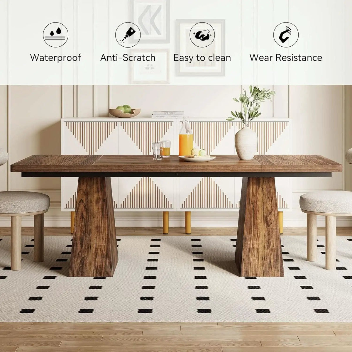Brown Six Seater Rectangular Dining Table For Home Use from PriceLows™