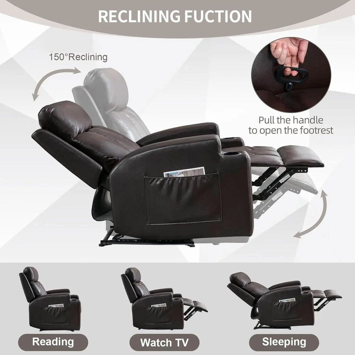 Brown UltraSoft Fabric Manual Recliner With Plush Arms from PriceLows™