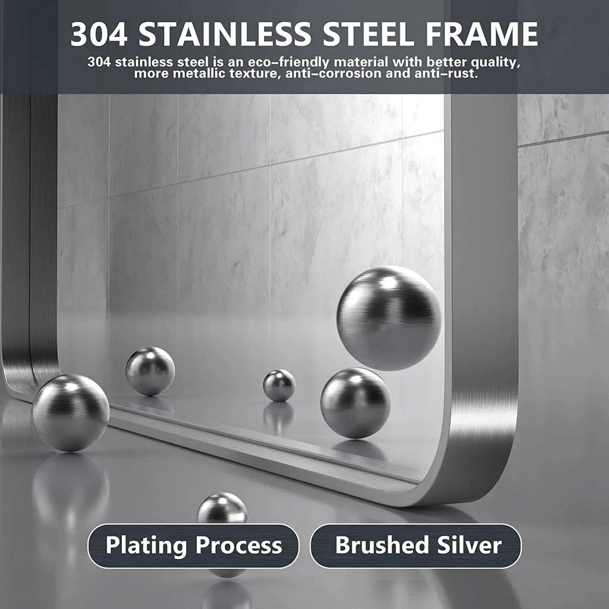 Brushed Silver Wall Mounted Bathroom Mirror 30x40 Inches from PriceLows™