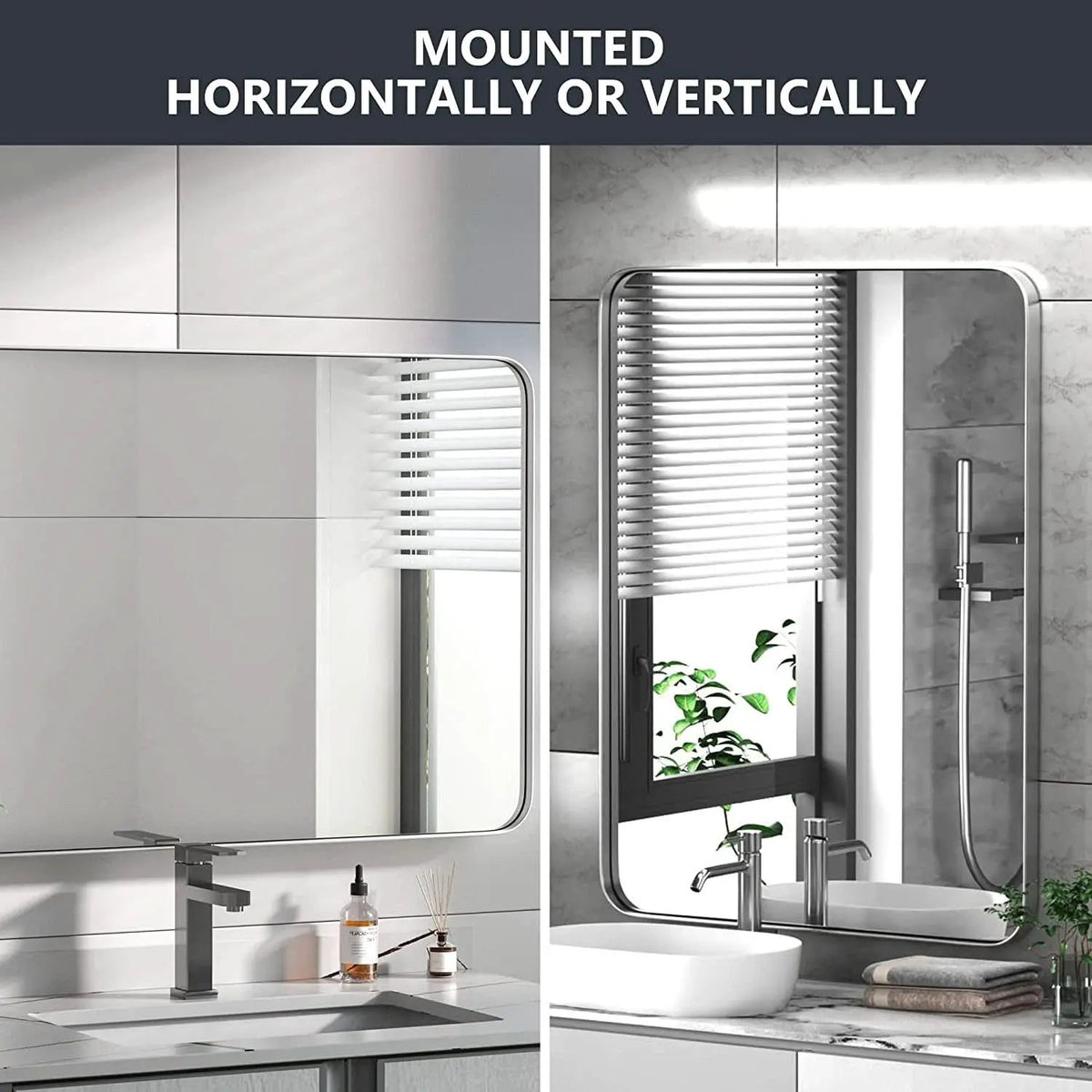Brushed Silver Wall Mounted Bathroom Mirror 30x40 Inches from PriceLows™