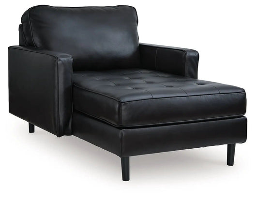 Bryceview Chaise | 42 x 64 x 39 in | Faux Leather & Wood | Onyx