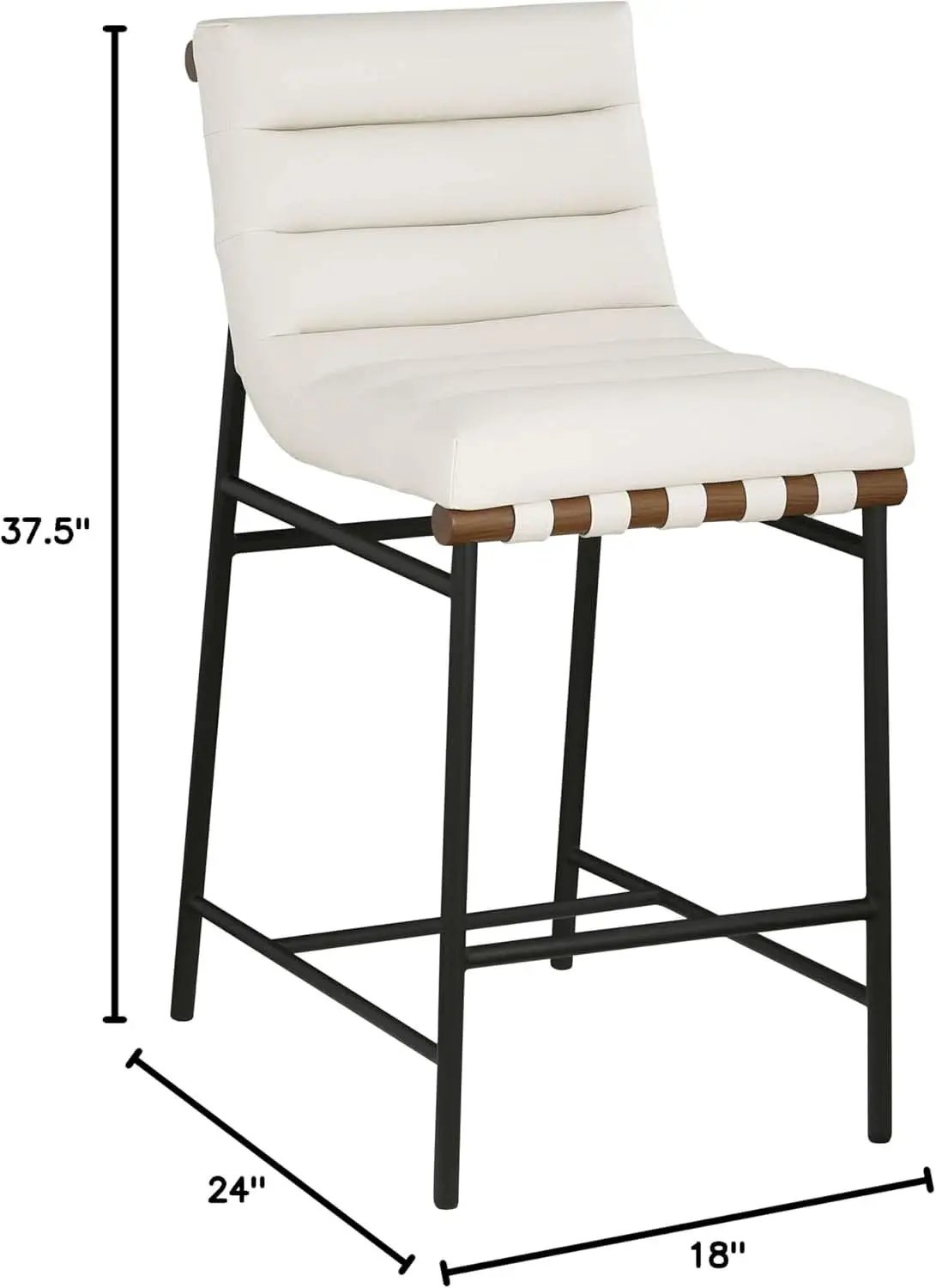 Burke 813Cream Contemporary Counter Stool Cream Matte Black Frame