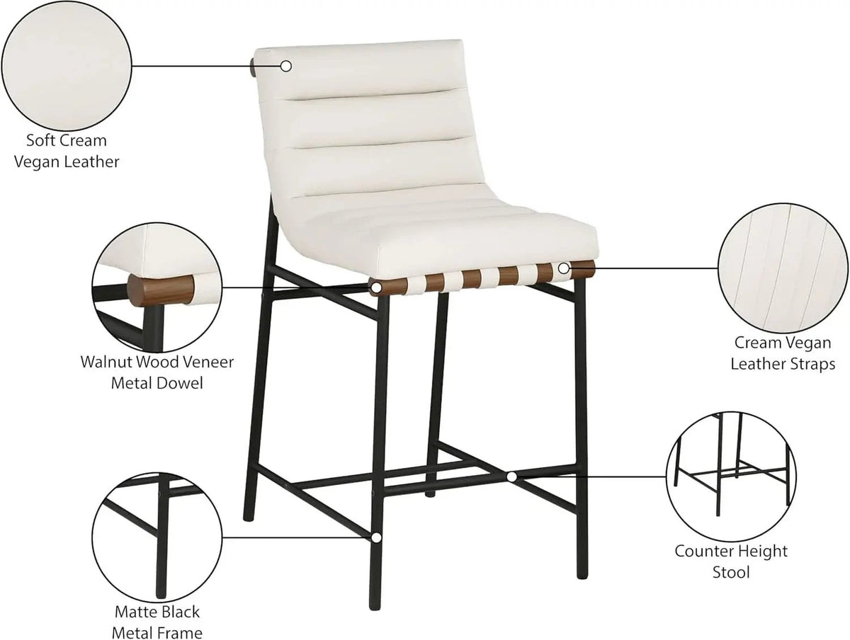 Burke 813Cream Contemporary Counter Stool Cream Matte Black Frame