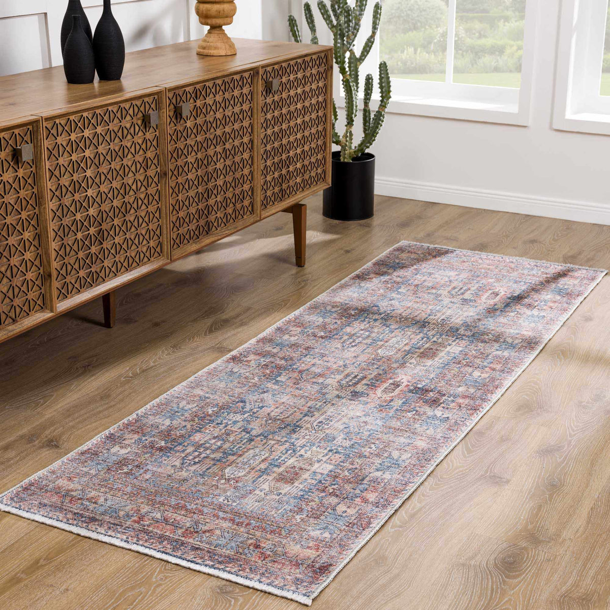 Burnt Orange Holi-2300 Washable Area Rug from PriceLows™