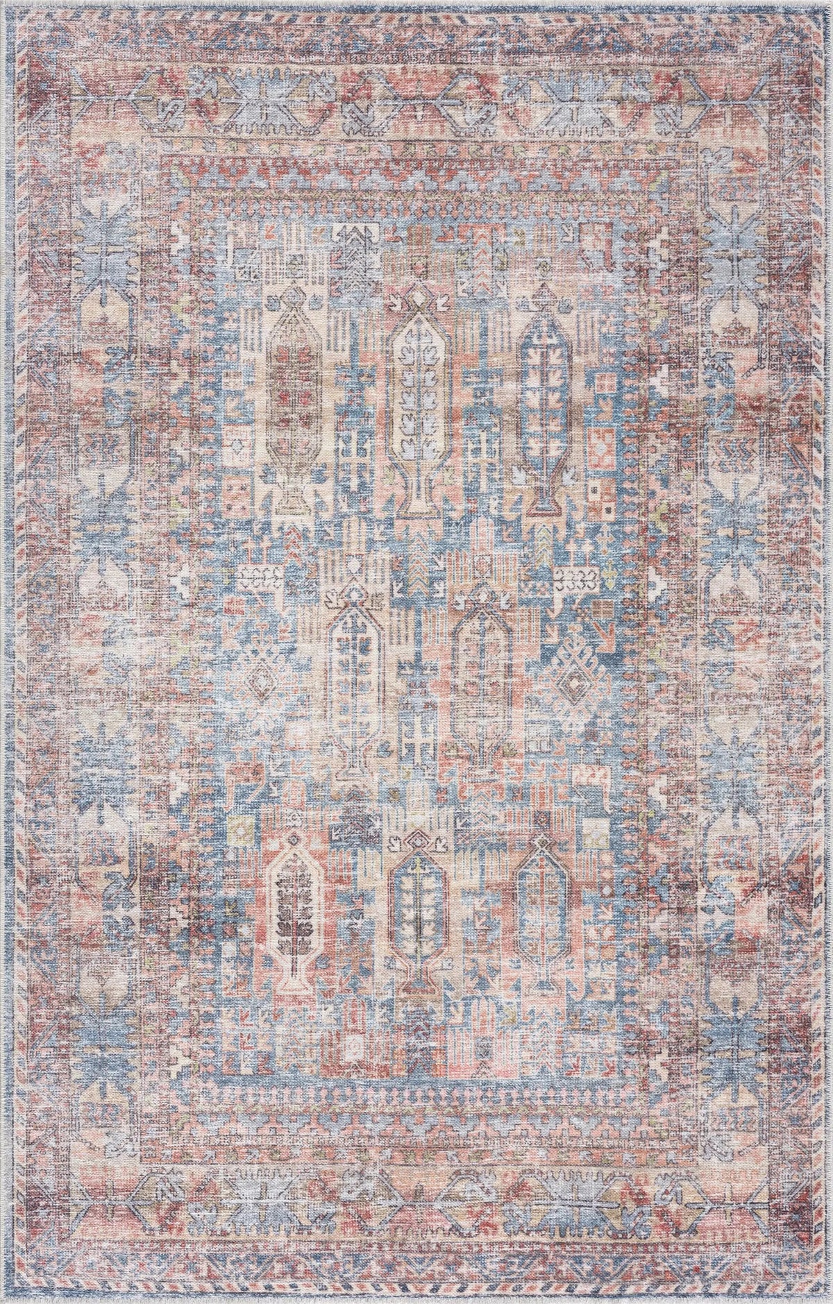 Burnt Orange Holi-2300 Washable Area Rug from PriceLows™