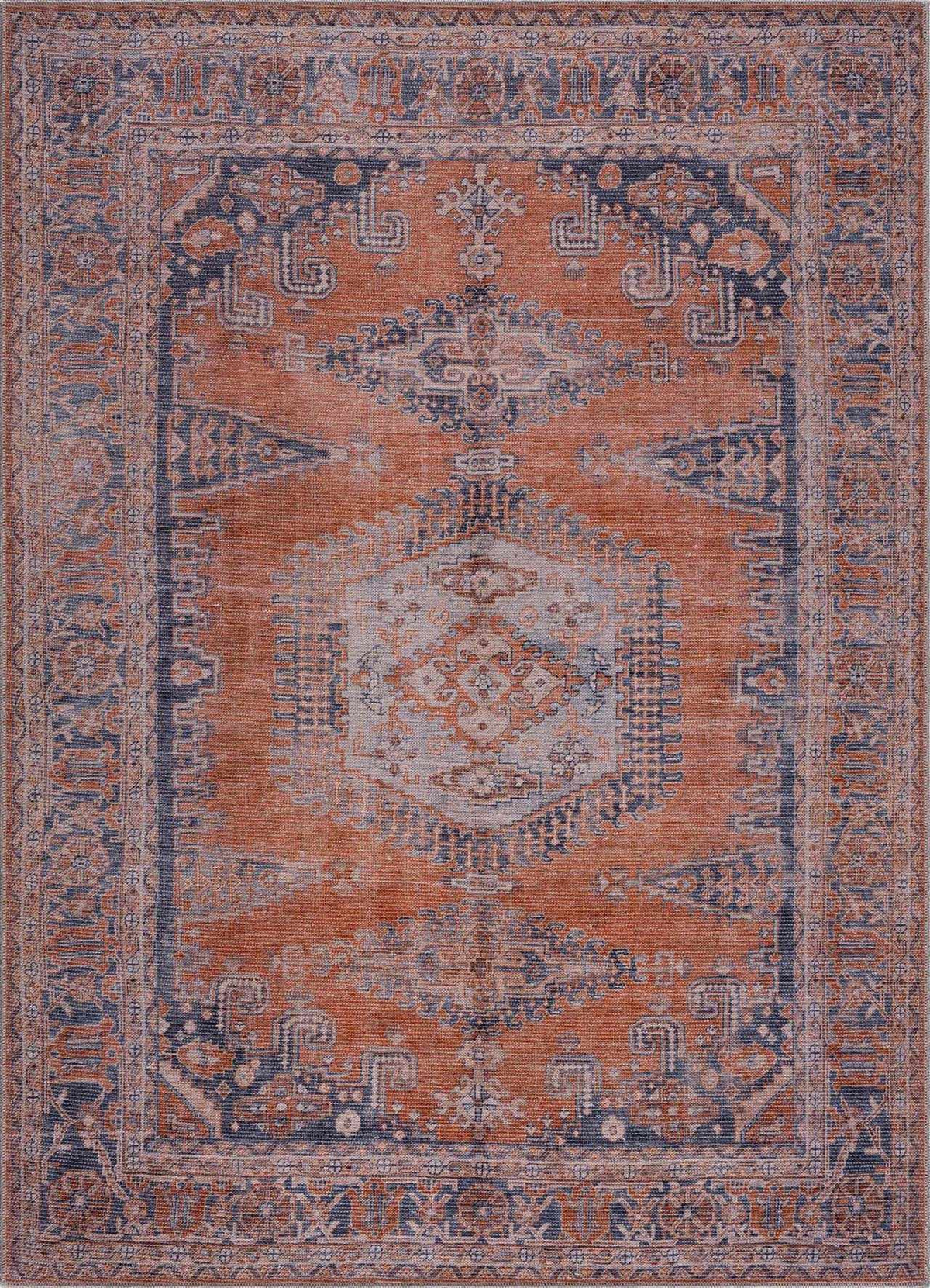 Burnt Orange Taber Medallion Washable Area Rug from PriceLows™