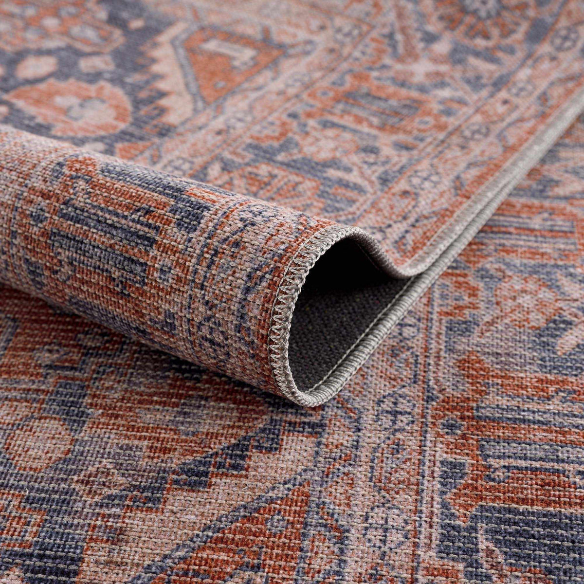 Burnt Orange Taber Medallion Washable Area Rug from PriceLows™