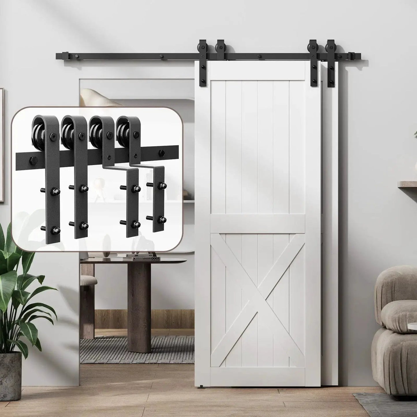 Bypass Sliding Barn Door Hardware Kit Basic J Pulley (No Door) from PriceLows™