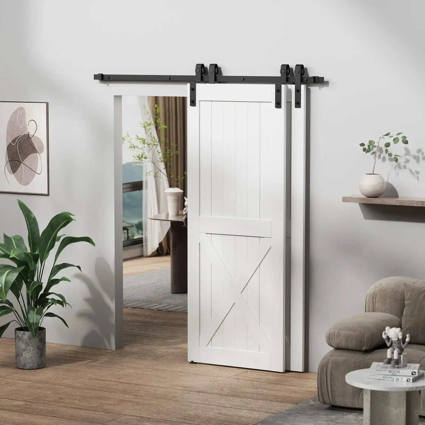 Bypass Sliding Barn Door Hardware Kit Basic J Pulley (No Door) from PriceLows™