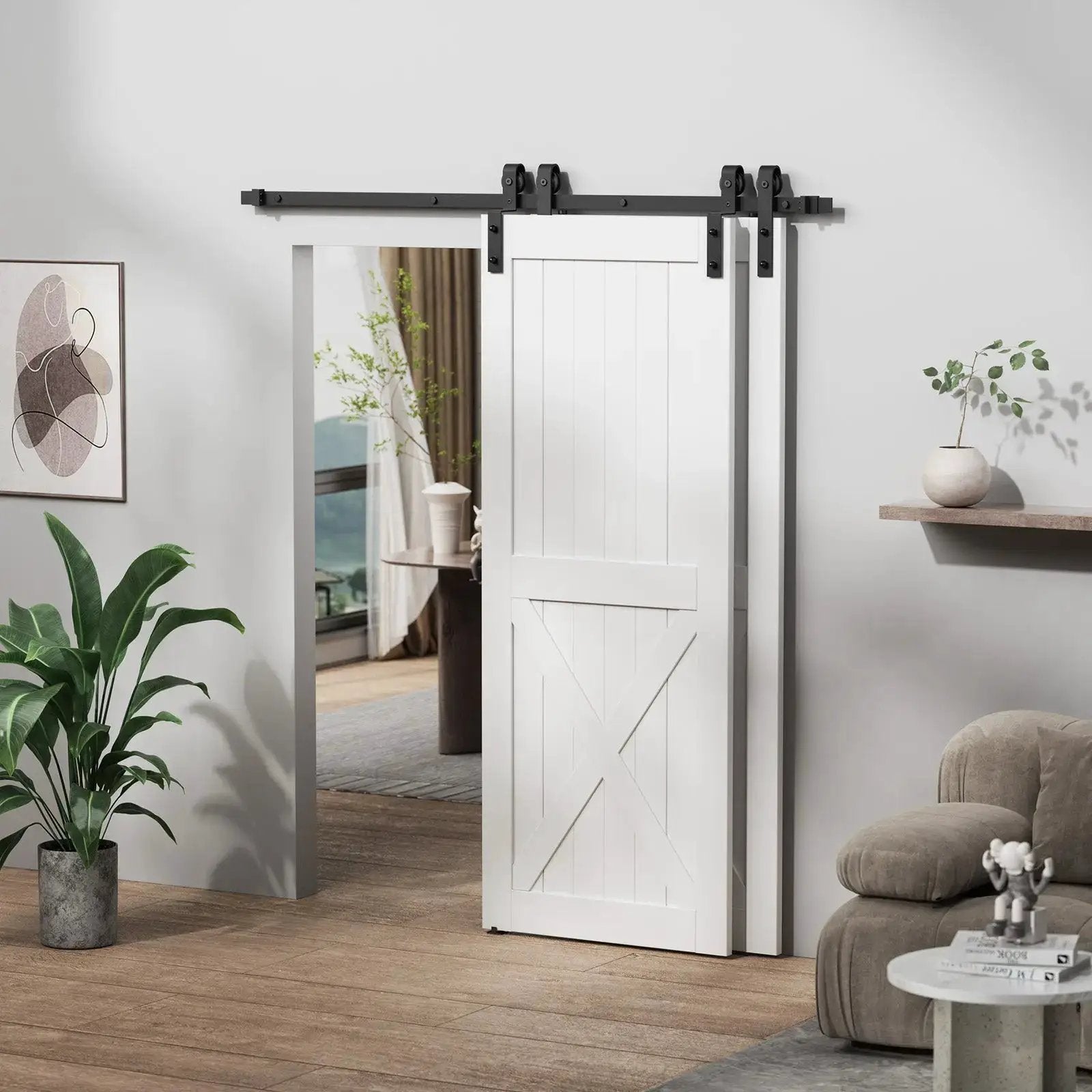 Bypass Sliding Barn Door Hardware Kit Basic J Pulley (No Door) from PriceLows™