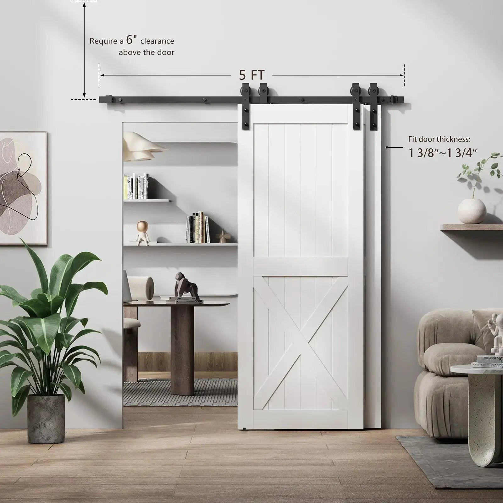 Bypass Sliding Barn Door Hardware Kit Basic J Pulley (No Door) from PriceLows™