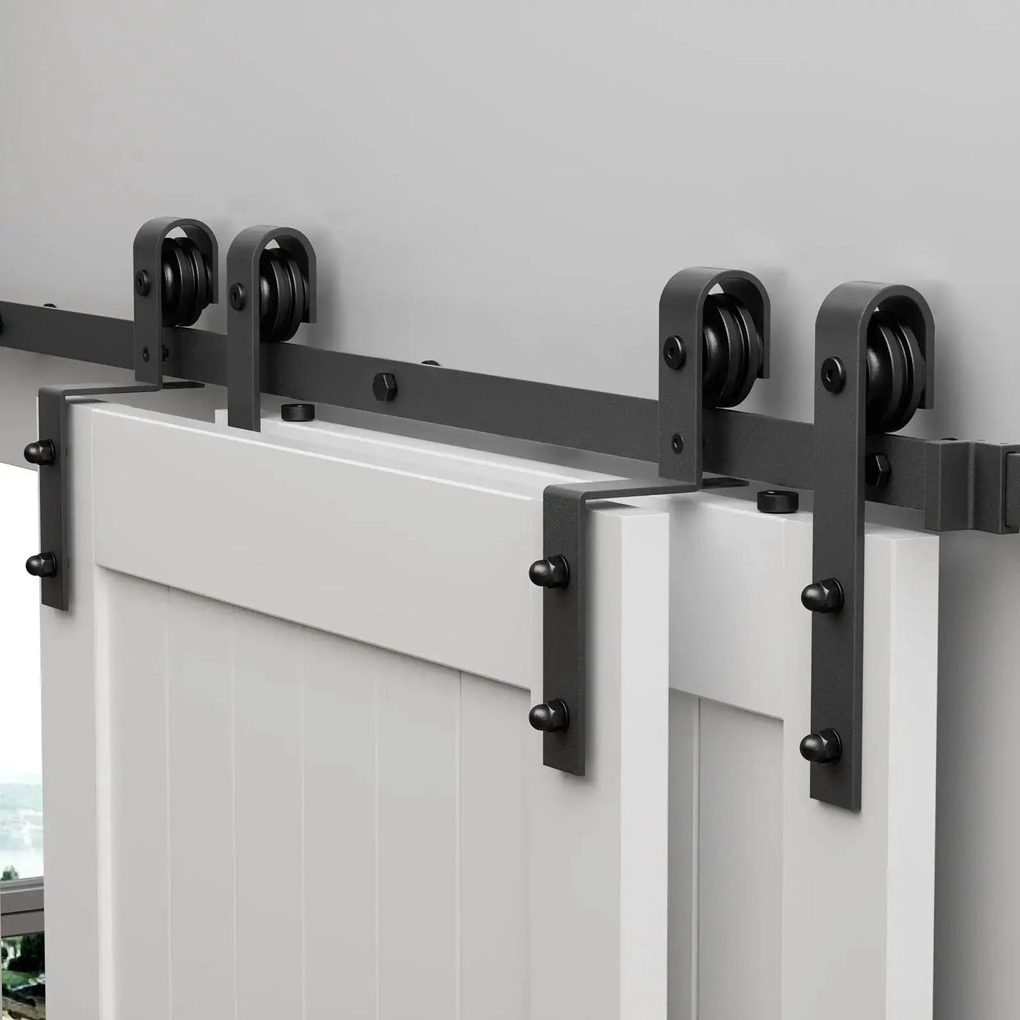 Bypass Sliding Barn Door Hardware Kit Basic J Pulley (No Door) from PriceLows™